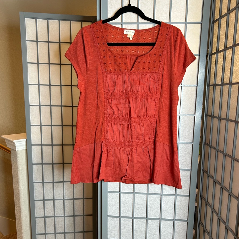 Anthropologie Meadow Rue Brick Red Blouse